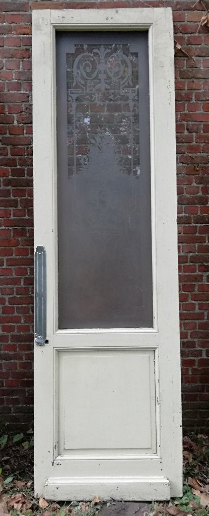 Prachtig ge-etste glasplaat afm 164x53,5, deur 256hx76,5br, Ophalen