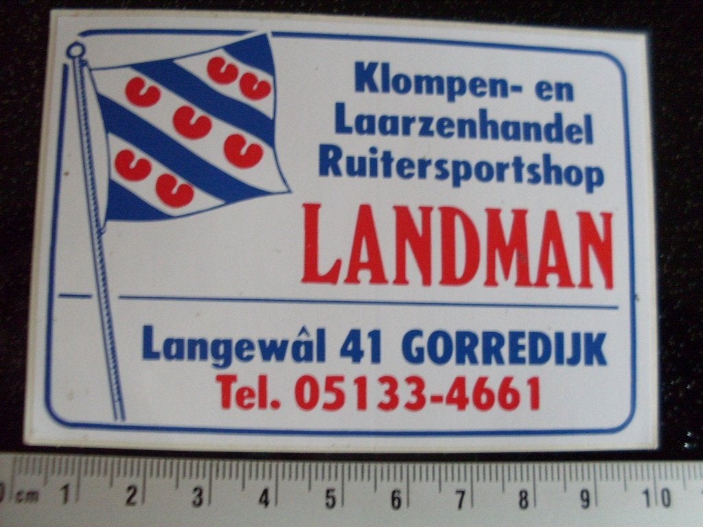 sticker landman gorredijk logo klompen laarzen ruitersport, Verzenden, Zo goed als nieuw, Bedrijf of Vereniging
