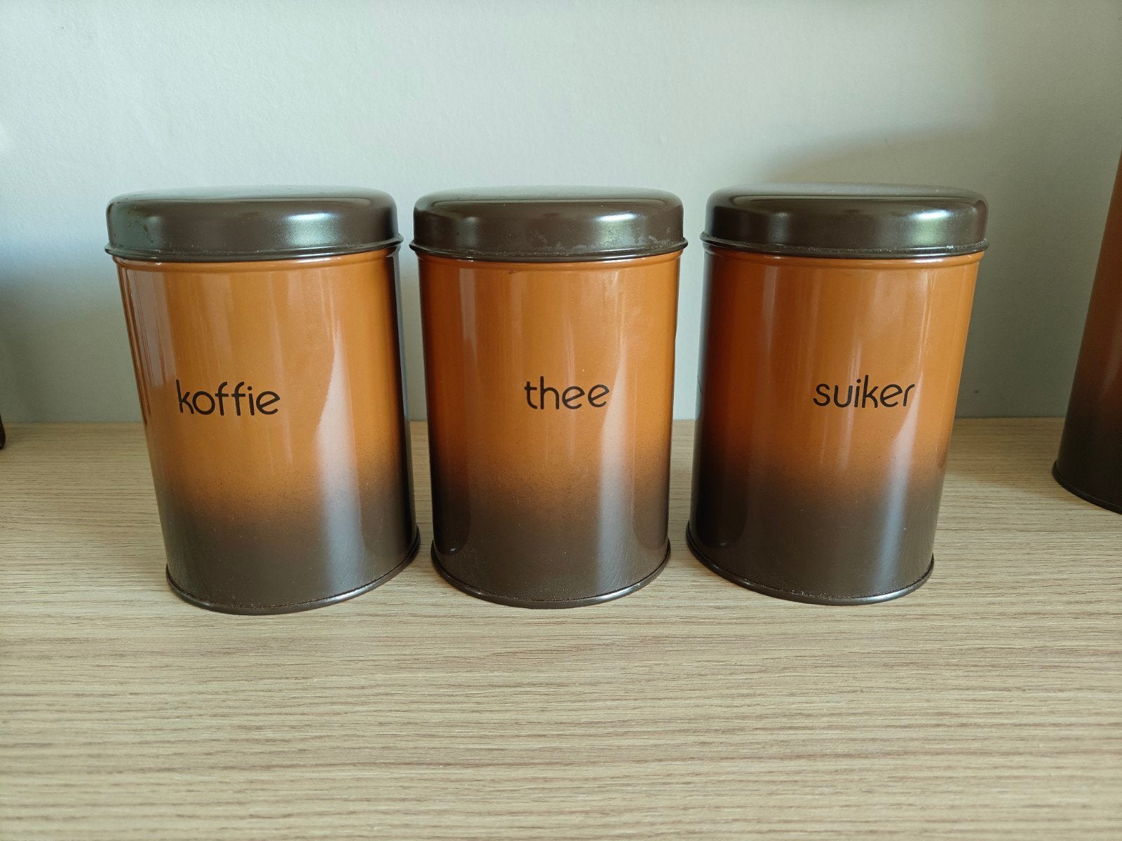 Brabantia voorraadbussen set | Koffie Thee Suiker Bes, Gebruikt, Ophalen of Verzenden, Voorraadpot, Metaal