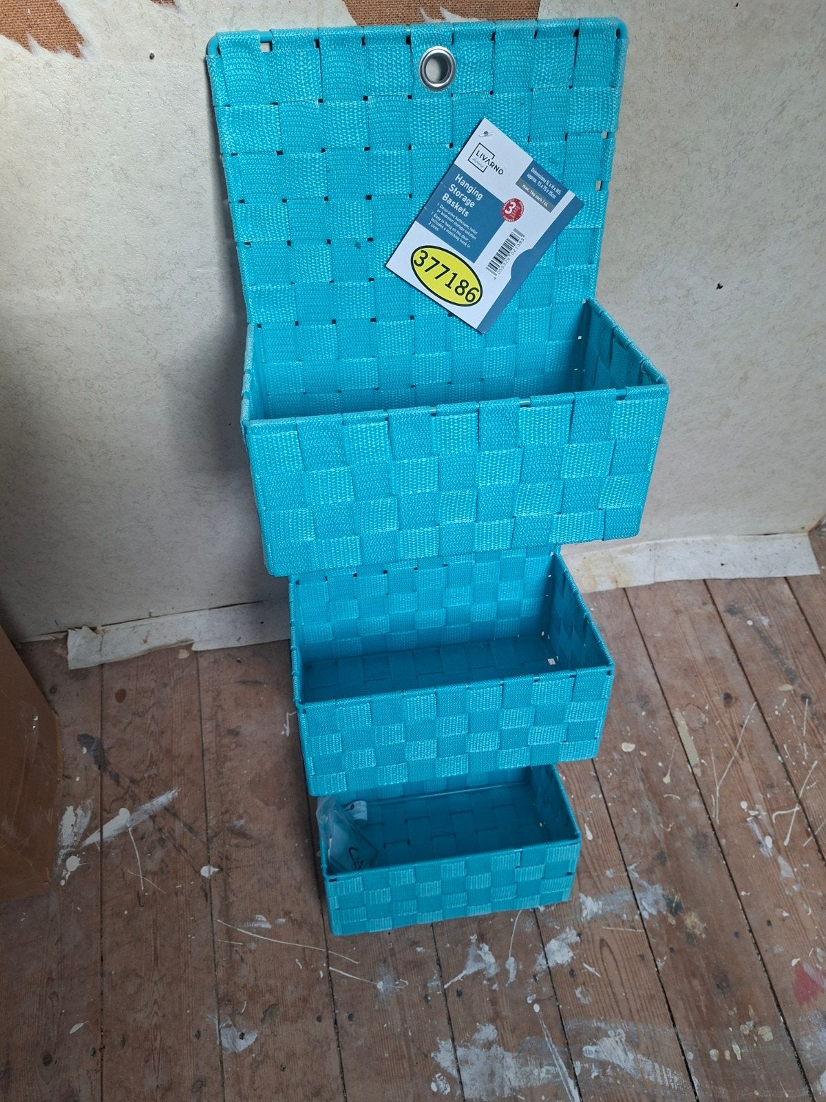 Nieuwe Livarno Hangende Opbergmanden - Turquoise, Ophalen, Nieuw, Blauw, Kunststof