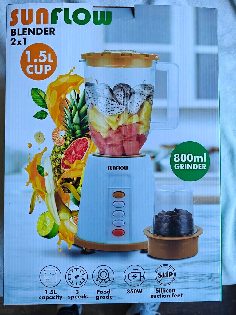 Sunflow blender grinder 1,5 L smoothie maker, Witgoed en Apparatuur, Blenders, Nieuw, Ophalen of Verzenden