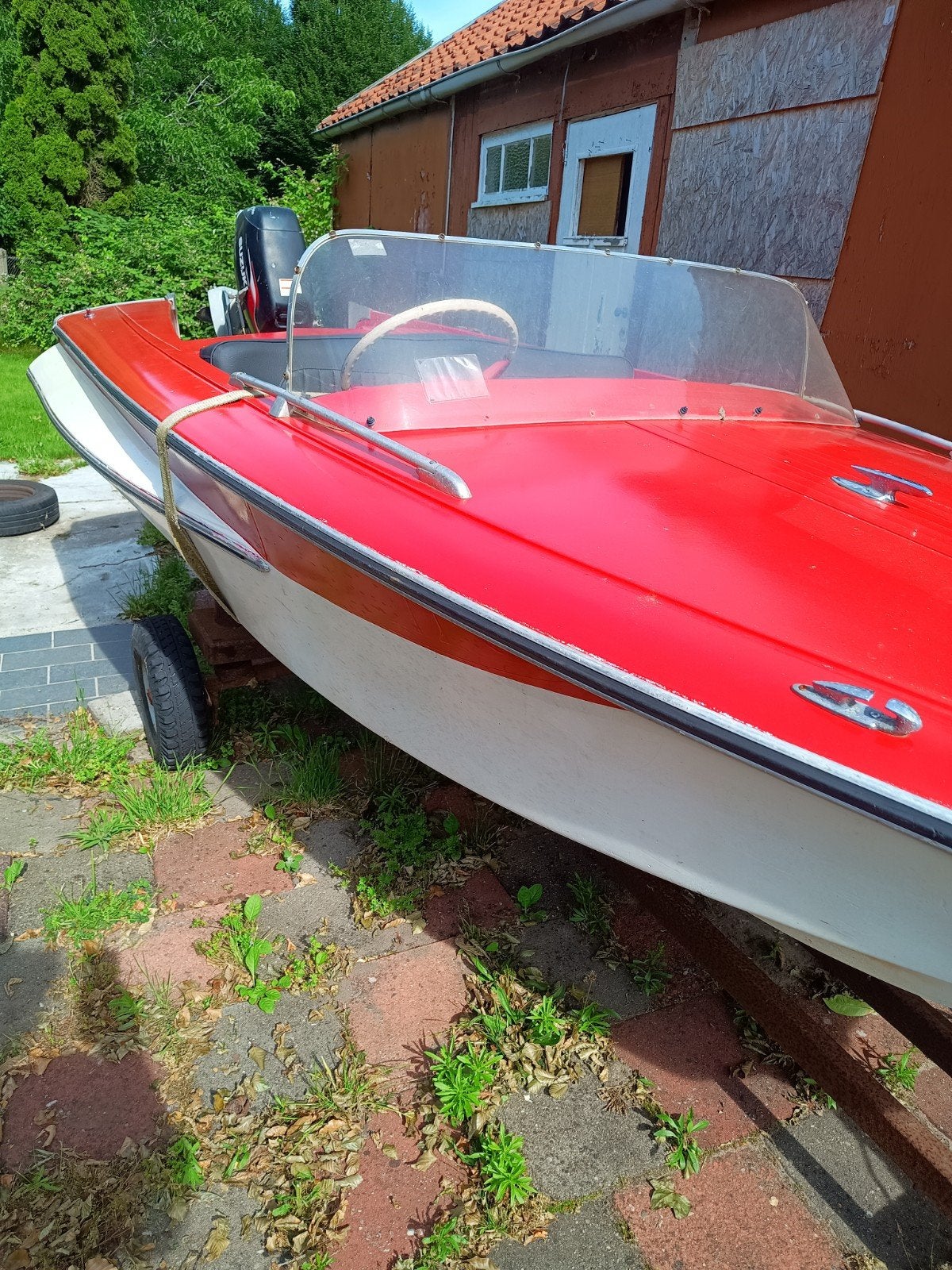 Ecofiber klassieke speedboot met motor en trailer, Watersport en Boten, Ophalen