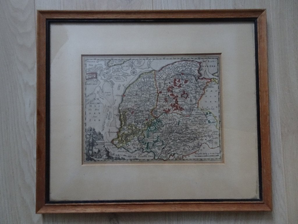Gravure plattegrond Friesland, H. de Leth 1747, Antiek en Kunst, Cartografie, Ophalen of Verzenden, Gravure, Origineel