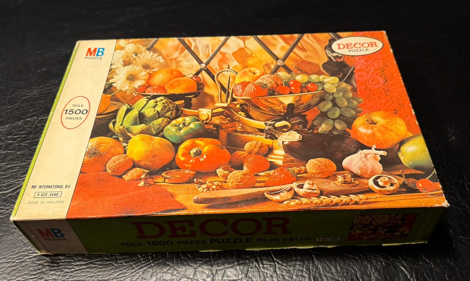 vintage MB Puzzel 1500 stukjes decor stilleven, Ophalen of Verzenden, 500 t/m 1500 stukjes, Gebruikt, Legpuzzel