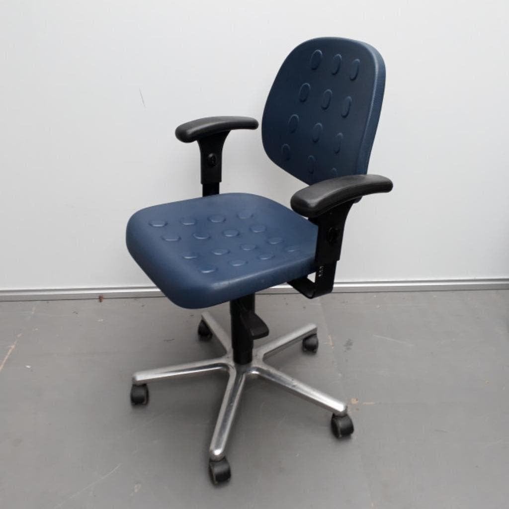 Blauwe (gestoffeerde) bureaustoel / kantoorstoel / werkstoel, Huis en Inrichting, Bureaustoelen, Ophalen, Gebruikt, Blauw