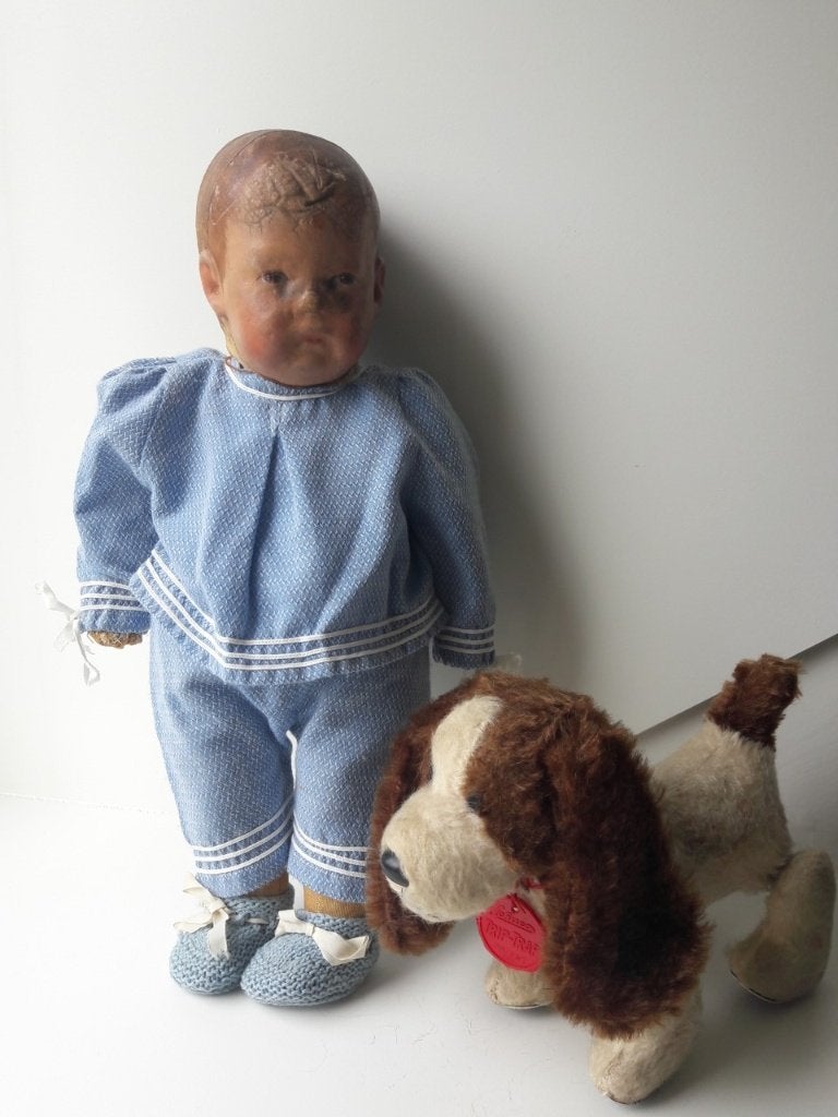 Oud hond, van Schuco, leuk bij Kathe Kruse poppen, Antiek en Kunst, Ophalen of Verzenden
