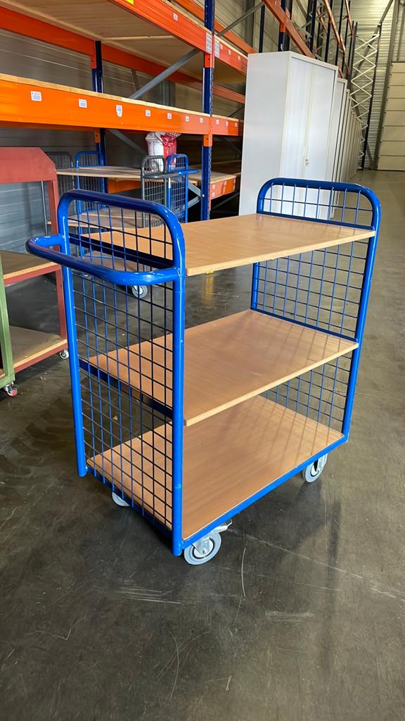 Industrie transportkar | trolly 3 stuks blauw en grijs, Doe-het-zelf en Verbouw, Transportwagens, 100 liter of meer, Ophalen, Zo goed als nieuw