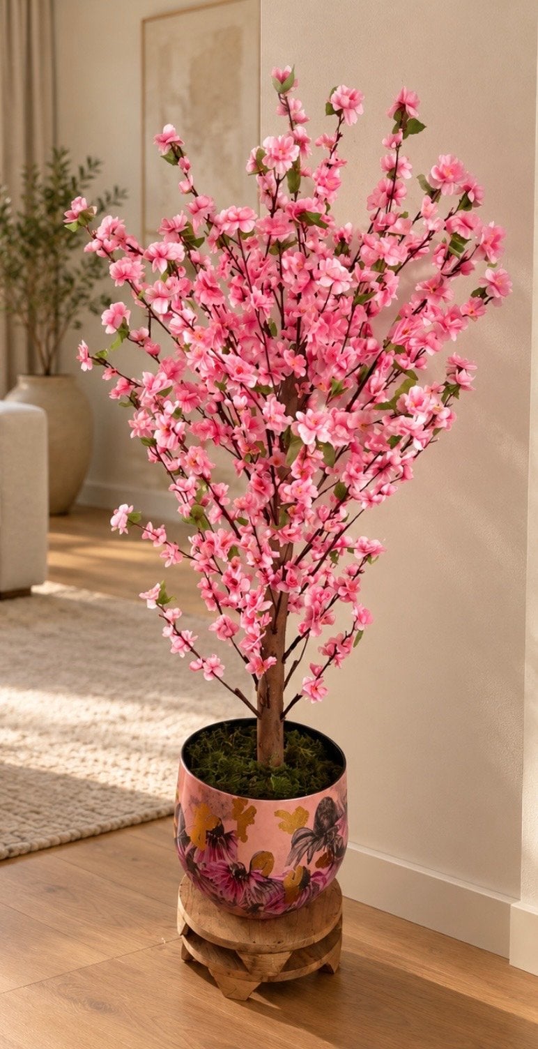 Prachtige Kunst Kersenbloesem Boom - Roze Bloesem, Ophalen, Binnen, Roze, Nieuw