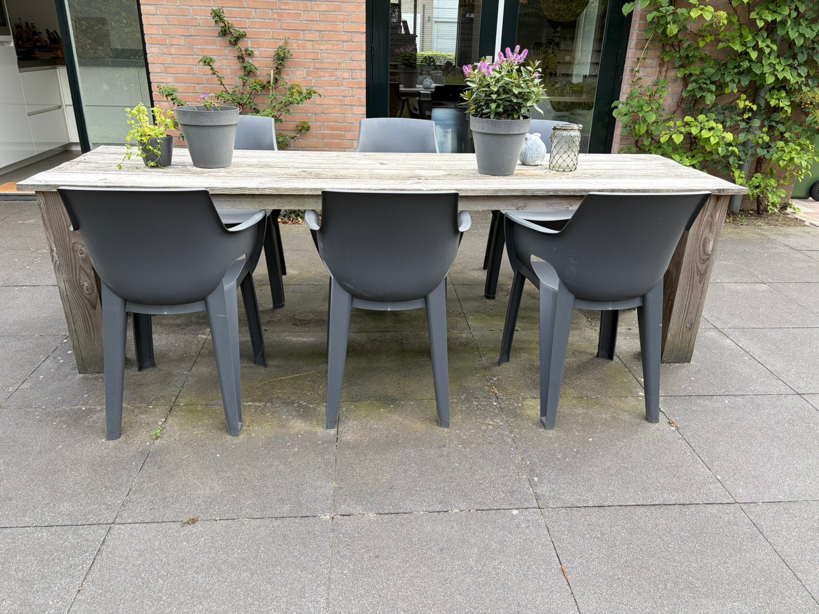 Houten tafel voor in de tuin 260x78, Ophalen of Verzenden, Gebruikt, Rechthoekig, Hout