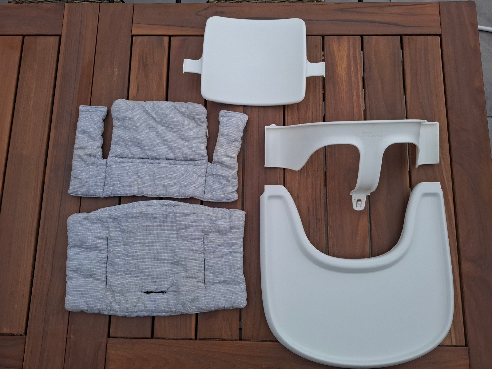 Stokke Tripp Trapp accessoires: eetblad, beugel, kussens, Ophalen, Gebruikt, Meegroeistoel, Afneembaar eetblad