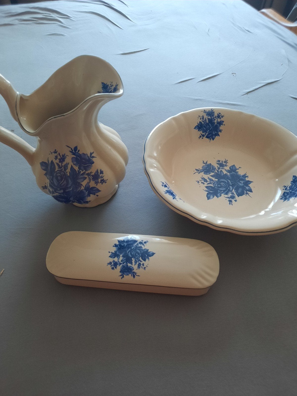 Antiek wasstel met bloemmotief - 5-delig, Antiek en Kunst, Ophalen