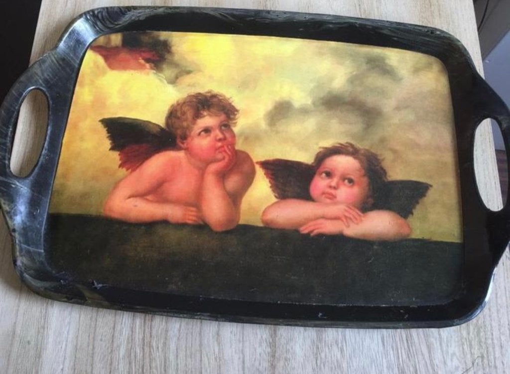 engeltjes dienblad, Huis en Inrichting, Woonaccessoires | Dienbladen, Ophalen of Verzenden, Gebruikt, Overige vormen, Overige materialen