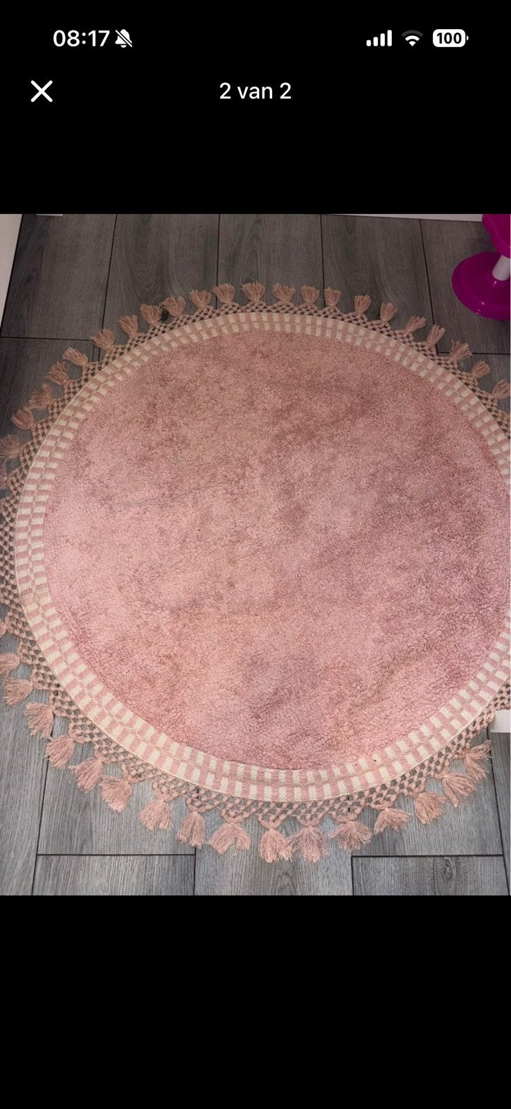 Vloerkleed kwantum, Huis en Inrichting, Ophalen, Zo goed als nieuw, Rond, 100 tot 150 cm