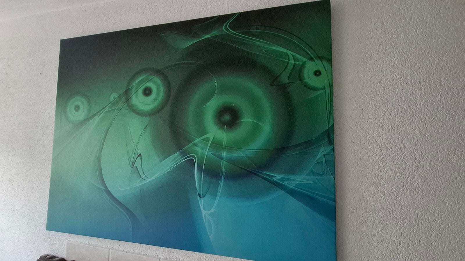 Abstract canvas afbeelding groen blauw, Ophalen, Zo goed als nieuw, Schilderij