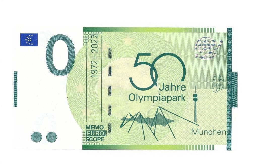 Duitsland 0 Euro-biljet 50 jaar Olympiapark 2022, Postzegels en Munten, Bankbiljetten | Europa | Eurobiljetten, Ophalen of Verzenden