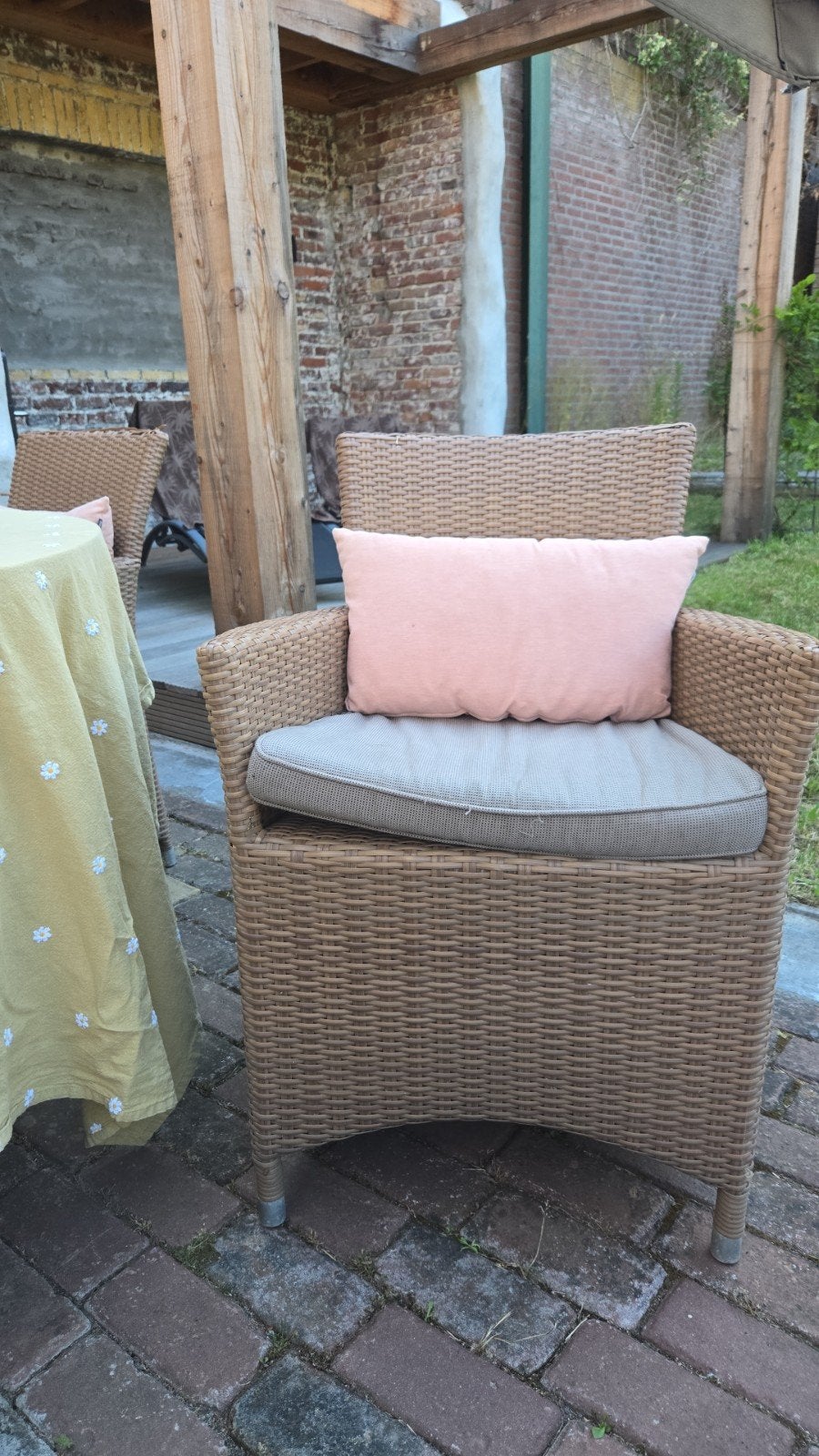 6 Gulliver Wicker Tuinstoel met Kussens, Tuin en Terras, Tuinstoelen, Ophalen, Gebruikt, Wicker