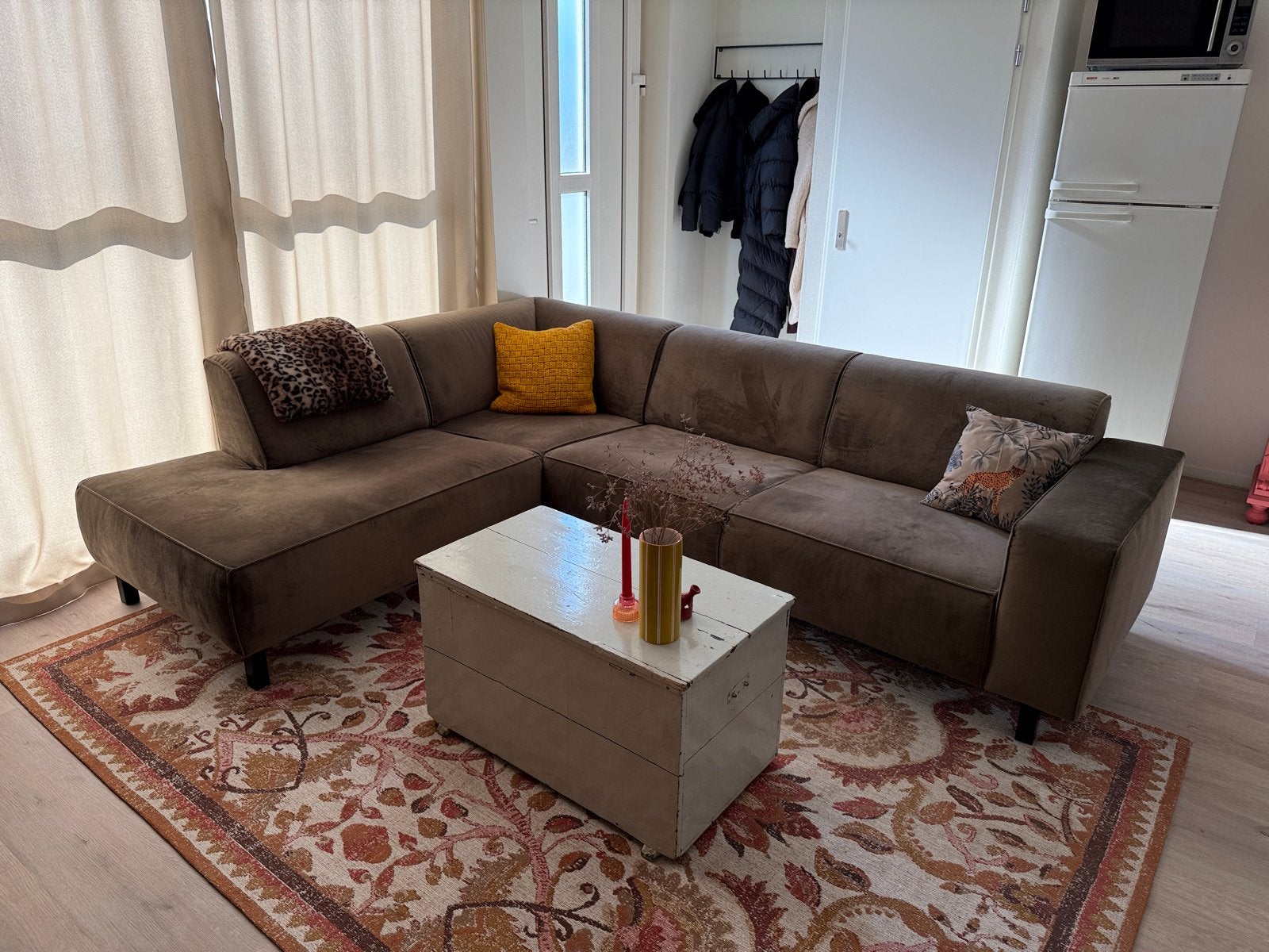 Grote hoekbank van Kwantum, Huis en Inrichting, Banken | Bankstellen, Ophalen, 250 tot 300 cm, Gebruikt, 100 tot 125 cm