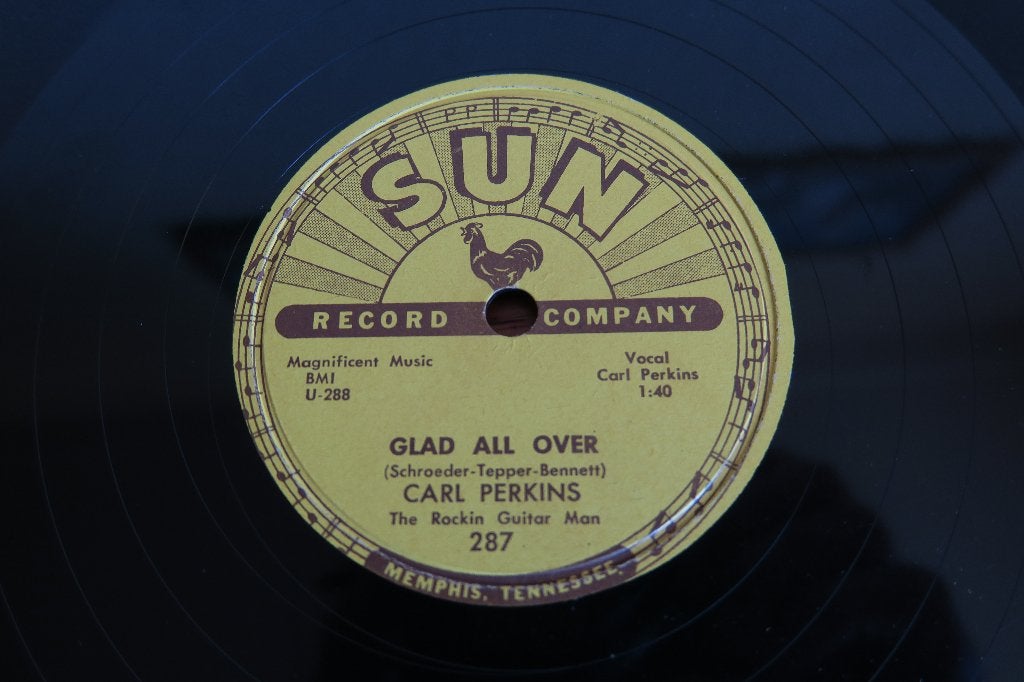 Carl Perkins Glad all over Sun Records 78rpm 78 toeren Mint, Gebruikt, 10 inch, Ophalen of Verzenden, Overige typen