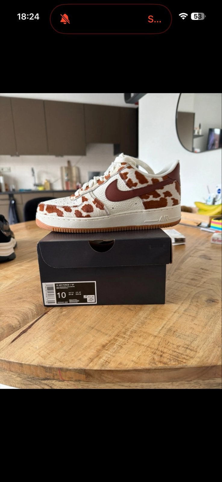 Nike Air Force 1 Low 'Cow Print' - Maat 42, Bruin, Ophalen of Verzenden, Sneakers of Gympen, Zo goed als nieuw
