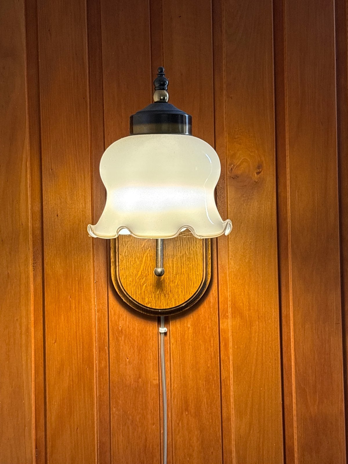 2 Sfeervolle hanglampjes met grote fitting, Huis en Inrichting, Lampen | Wandlampen, Ophalen, Gebruikt, Hout, E27 (groot)