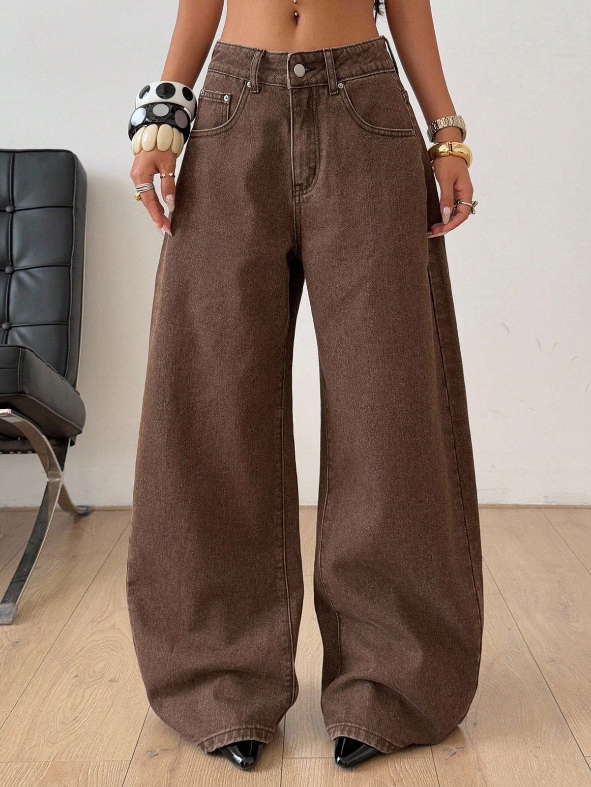 Top Model Donker Bruine super wide jeans M 38, Kleding | Dames, Ophalen of Verzenden