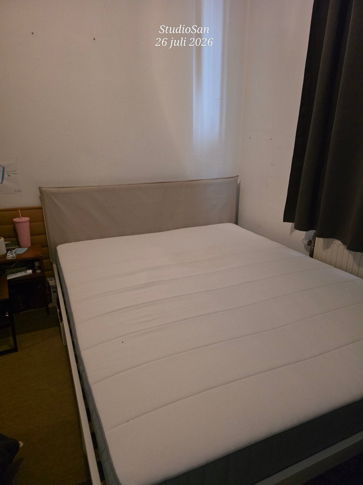 gratis Twee p. bed wit  1.60 x 2.00 met matras en hoofdbord, Huis en Inrichting, Slaapkamer | Bedden, Ophalen, Gebruikt, Wit, Tweepersoons
