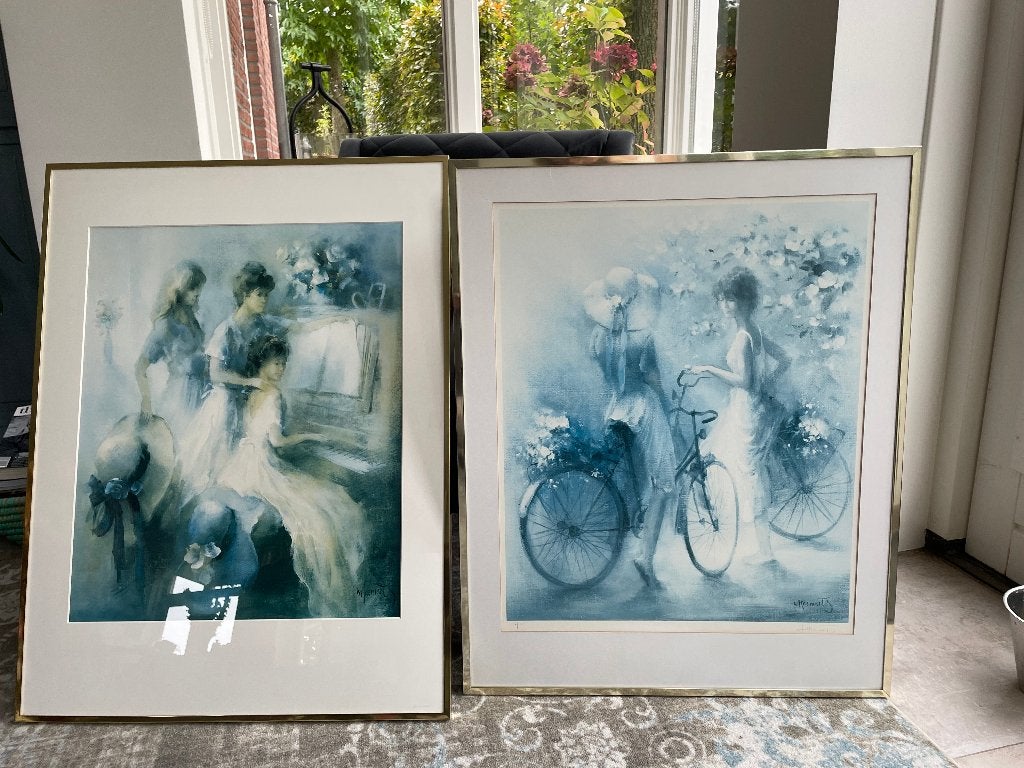 Ingelijste gesigneerde lithografieën Willem Haenraets, Ophalen, Portret of Personen, Overige technieken, Impressionistisch