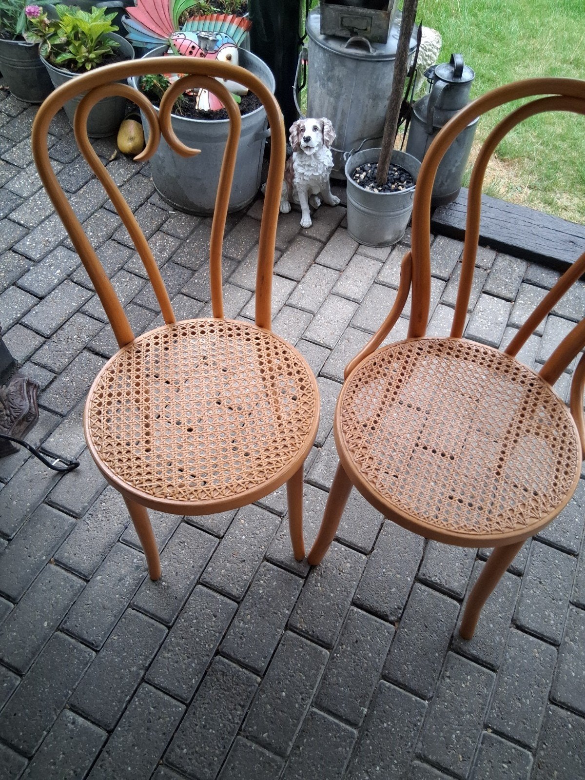Set van 2 Thonet-stijl stoelen met rotan zitting, Ophalen