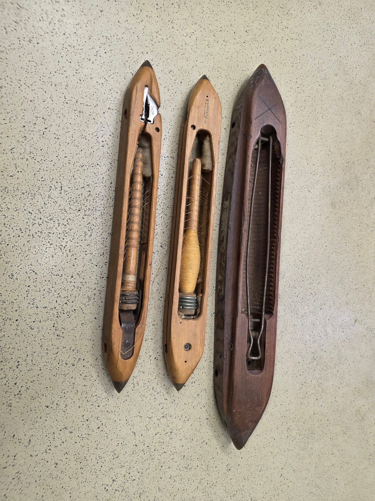 Set van 3 Antieke Weefspoelen - Schmeing Wuppertal, Antiek en Kunst, Ophalen of Verzenden