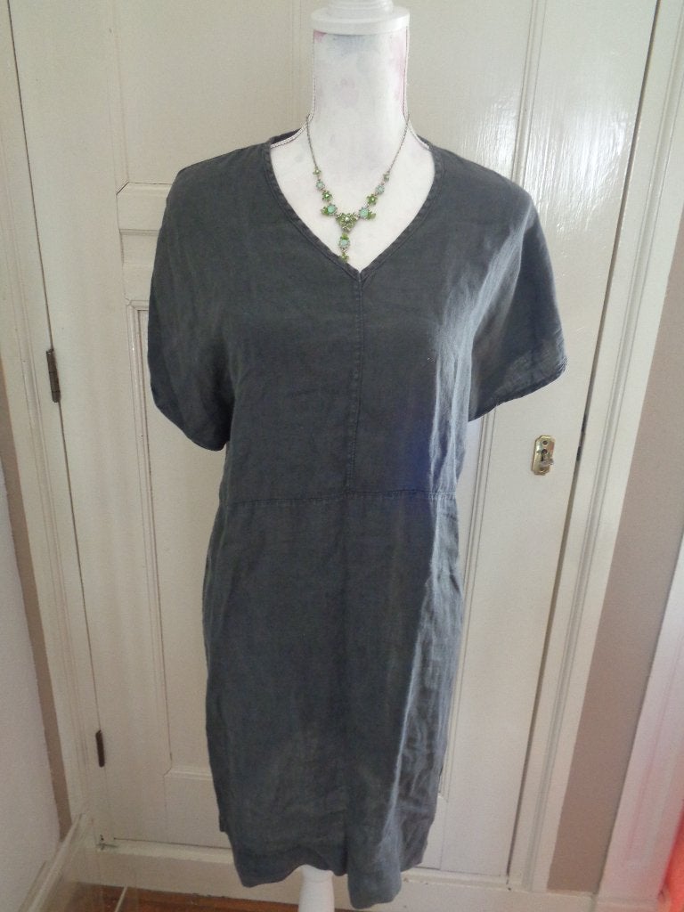 BY - BAR linnen jurk/tuniek:mt L, Kleding | Dames, Jurken, Zo goed als nieuw, Maat 42/44 (L), Grijs, Knielengte, Ophalen of Verzenden