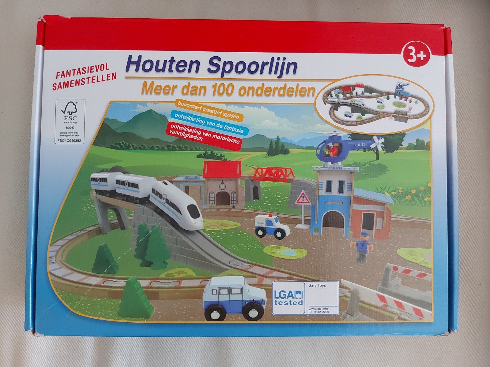 100 delig houten spoorlijn treinrail incl treintje treinbaan, Ophalen, Zo goed als nieuw, Overige typen