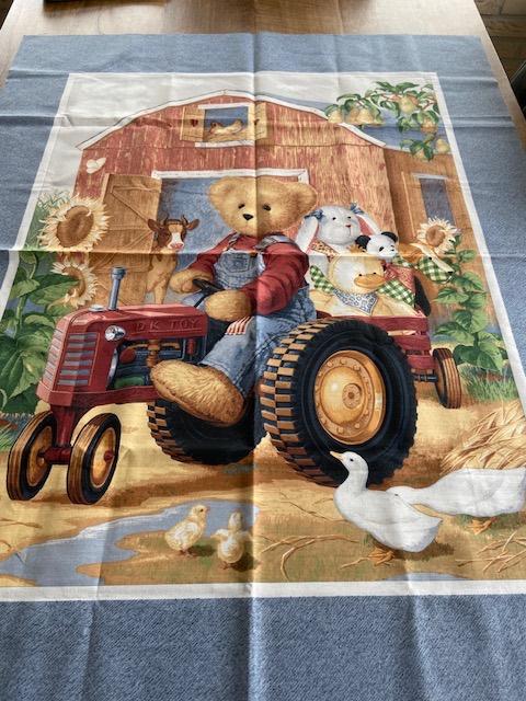 Boerderij Panel - Beer op Tractor, Hobby en Vrije tijd, Stoffen en Lappen, Overige kleuren, Nieuw, Ophalen of Verzenden, 30 tot 120 cm