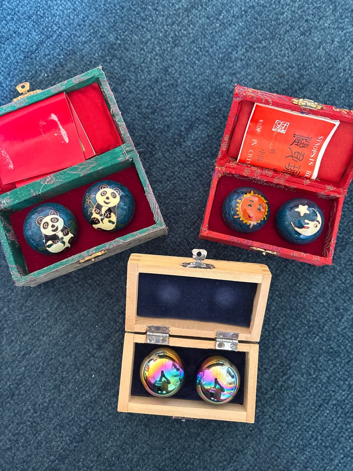 3 sets Chinese Baoding ballen in doosjes, Verzamelen, Overige Verzamelen, Ophalen, Gebruikt