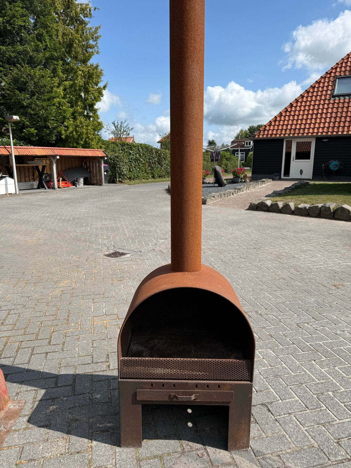 Robuuste terraskachel Vuurton met Pijp, Ophalen, Gebruikt, Vuurton