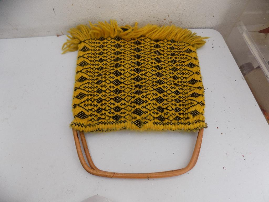 tassen damestas vintage geel zwart met bamboebeugel, Ophalen of Verzenden, Gebruikt