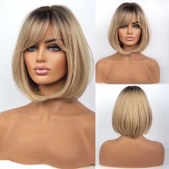 Pruik bob model blond met steil haar model 167, Verzenden, Nieuw, Pruik of Haarverlenging
