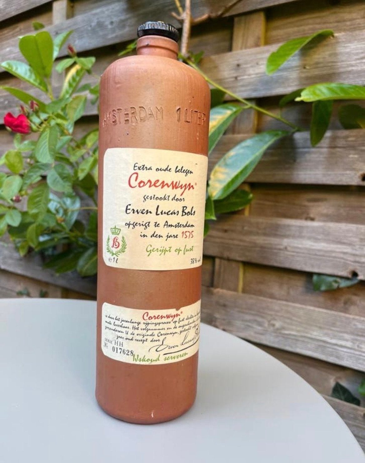 Vintage Bols Korenwijn Aardewerken Fles 1 Liter, Antiek en Kunst, Ophalen of Verzenden