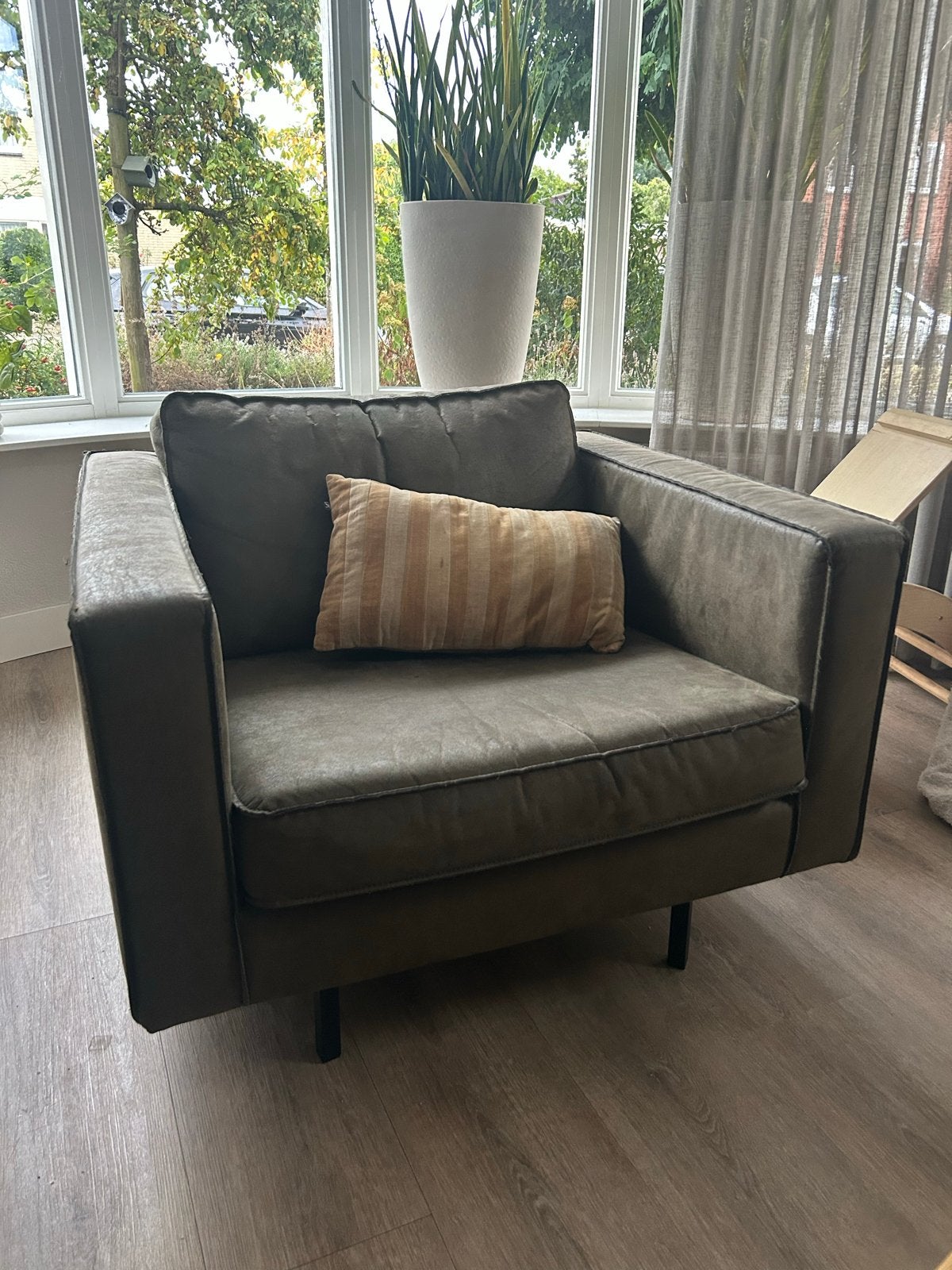 Leren groene fauteuil Woood, Ophalen, Gebruikt, Minder dan 75 cm, 75 tot 100 cm