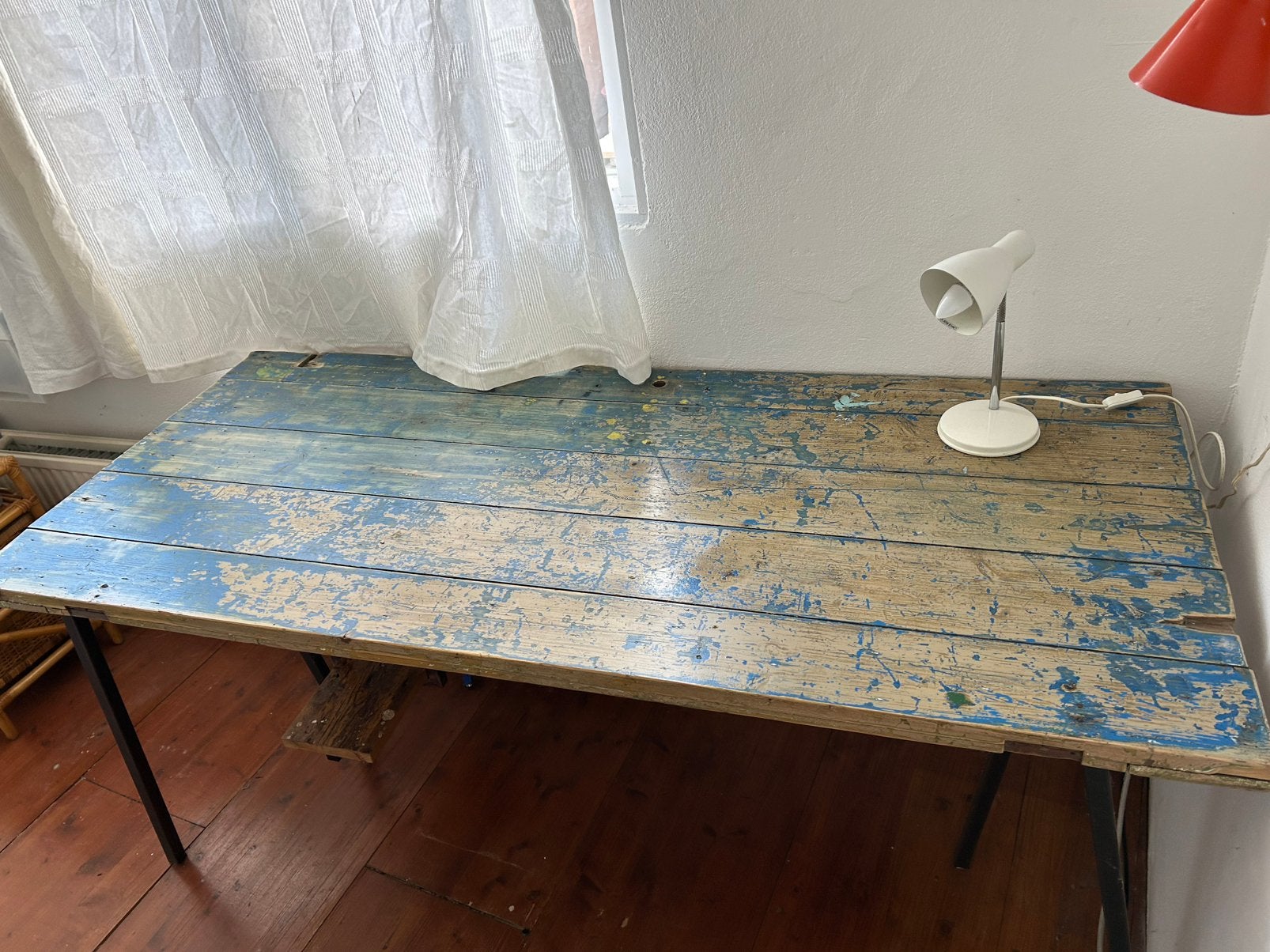 Tafel of bureau - uniek object - handgemaakt, Gebruikt, Industrieel, vintage, 50 tot 100 cm, Vijf personen of meer