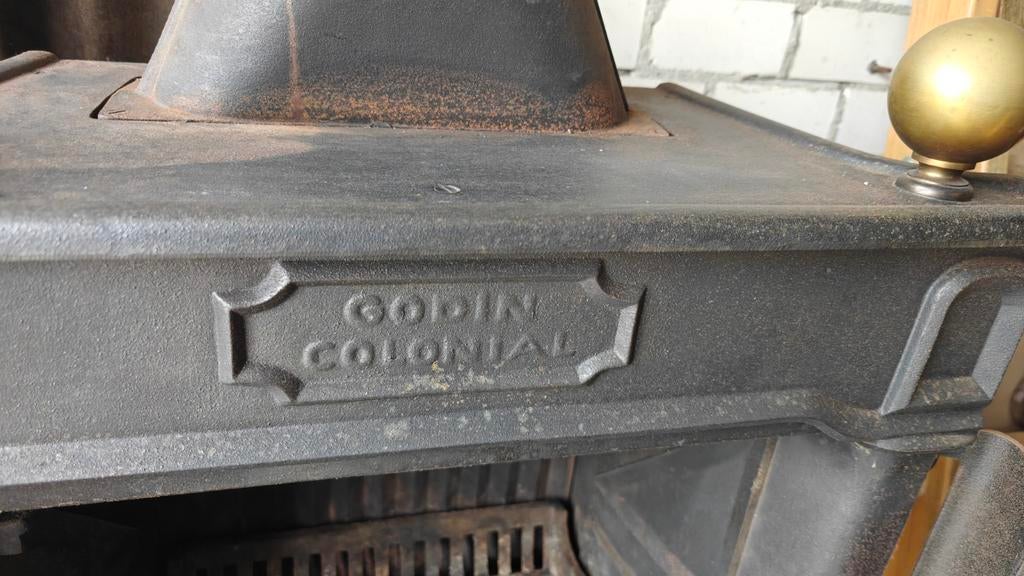 Godin Colonial Gietijzeren Houtkachel, Huis en Inrichting, Kachels, Gebruikt, Vrijstaand, Houtkachel, Hout, Ophalen