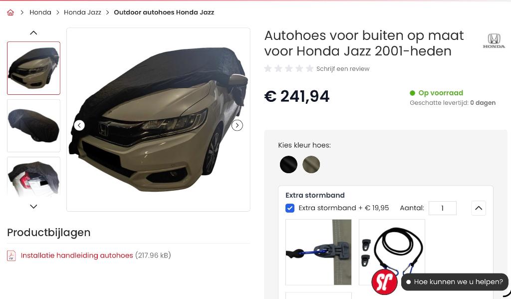 Autohoes, Ophalen, Nieuw, Op maat
