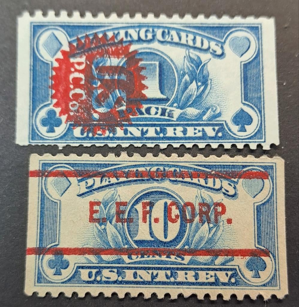 Amerikaanse belastingzegels op speelkaarten (2 stuks)#1#, Ophalen of Verzenden, Gestempeld, Noord-Amerika