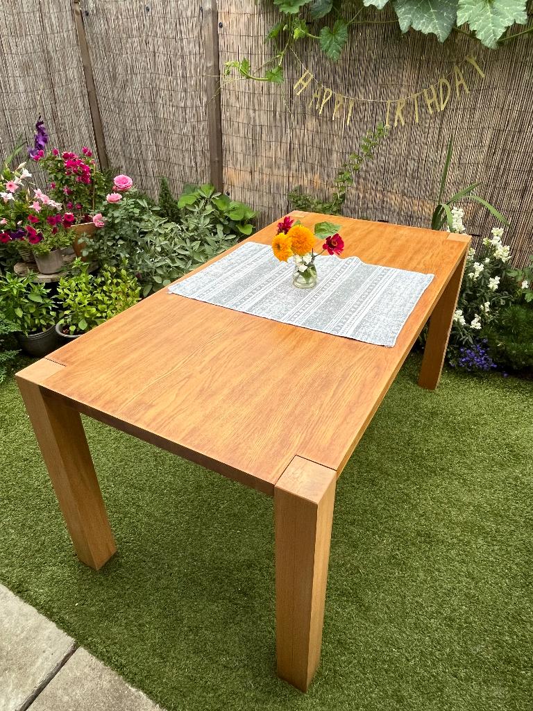 Tafel, eiken eettafel, Verzenden, Eikenhout, 50 tot 100 cm, Zo goed als nieuw