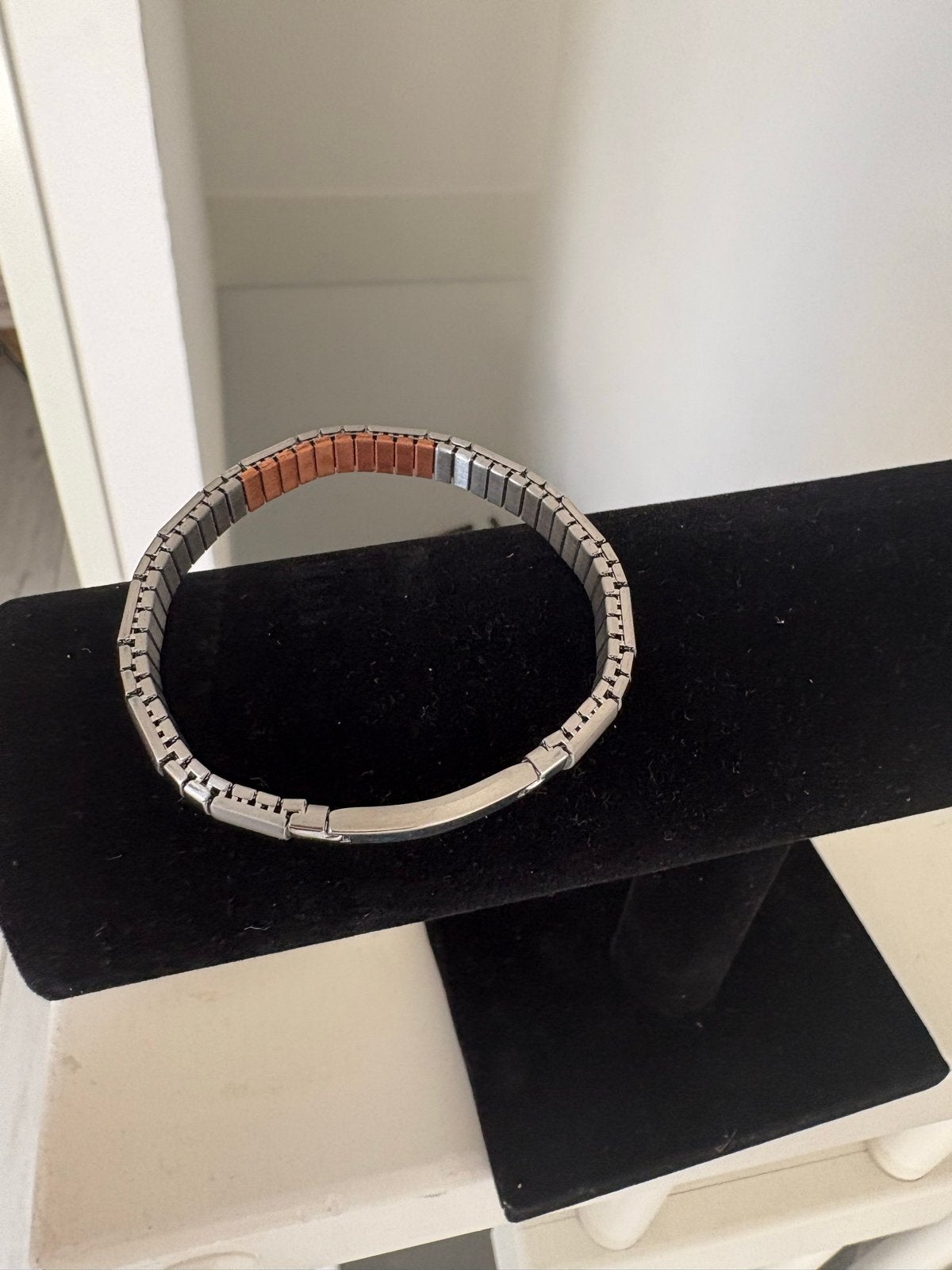 Magneet armband met koper voor energiebalans, Ophalen of Verzenden, Zo goed als nieuw, Zilver, Overige materialen