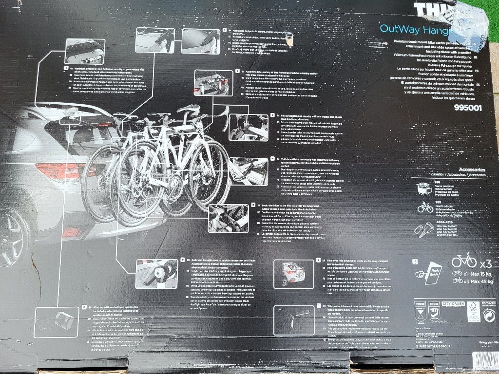 Thule outway hanging 3, Ophalen, 3 fietsen of meer, Zo goed als nieuw, Achterklepdrager