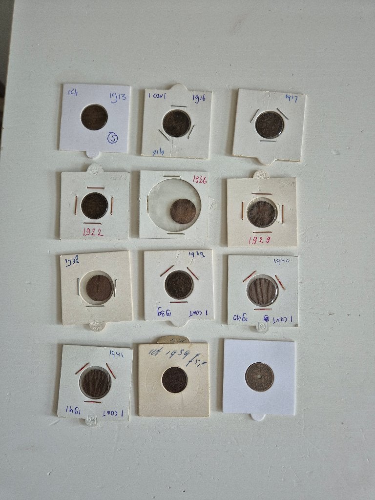 12 stuks centen Wilhelmina, Ophalen of Verzenden, Koningin Wilhelmina, 1 cent, Setje