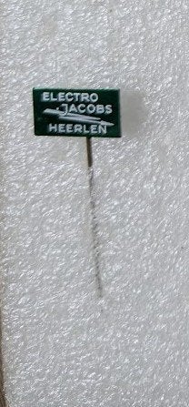 blikken speld Electro Jacobs Heerlen, Ophalen of Verzenden, Gebruikt, Overige onderwerpen, Speldje of Pin