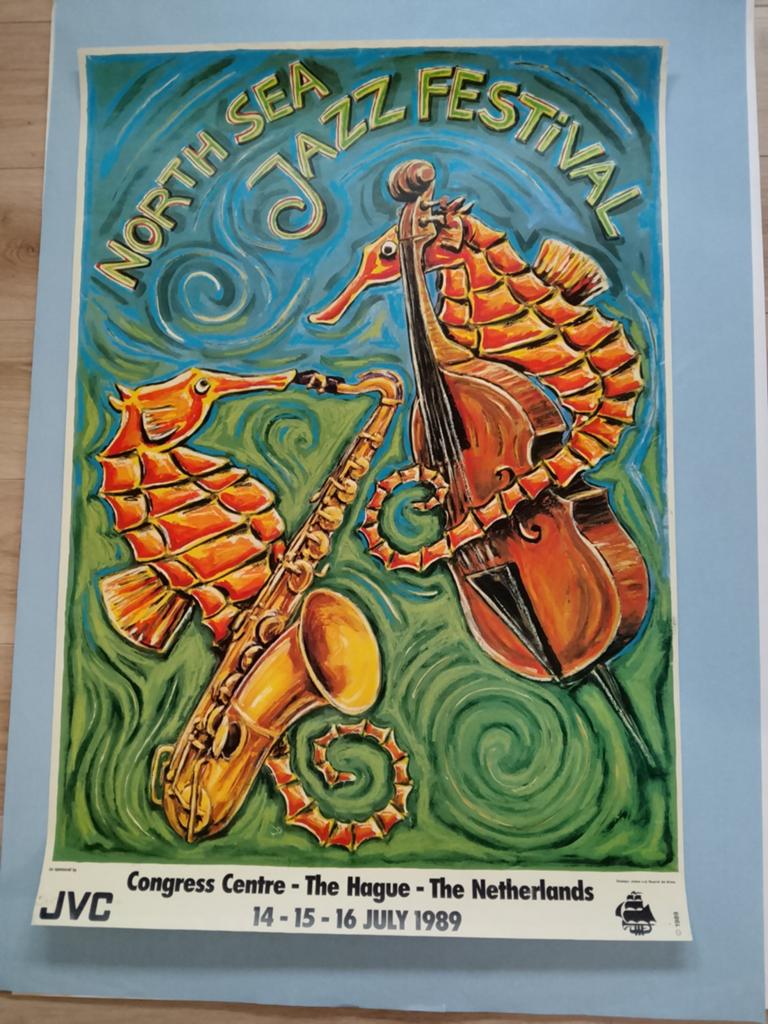 North Sea Jazz Festival Poster 1989 - Zeepaardjes, Ophalen of Verzenden, A1 t/m A3, Muziek, Rechthoekig Staand