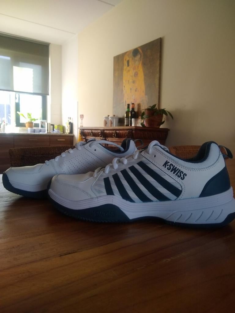 Z.g.a.n. K-Swiss Tennis/Padel Schoenen - Wit/Blauw, K-Swiss, Schoenen, Nieuw, Ophalen