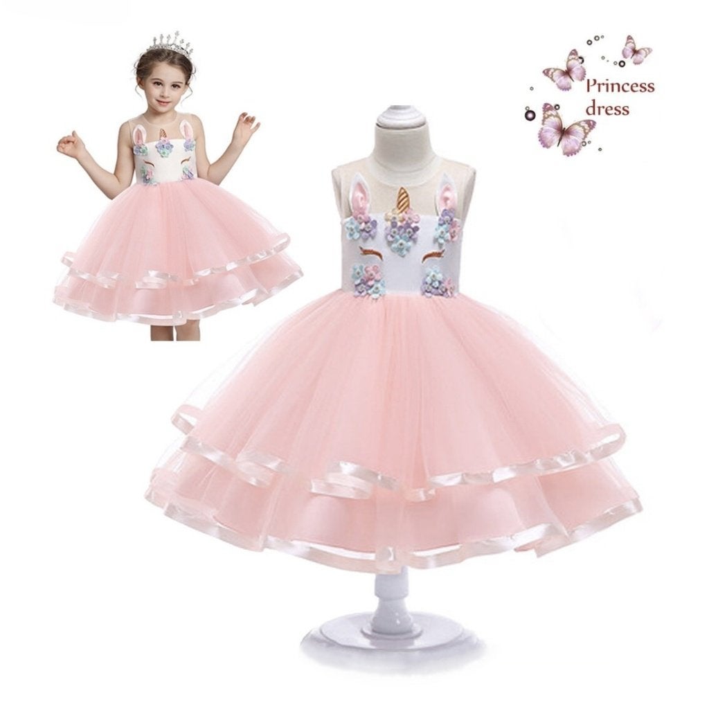 Nieuw ! Maat 116-122 Mooie Lichtroze Unicorn Prinsessenjurk, Kinderen en Baby's, Carnavalskleding en Verkleedspullen, Ophalen of Verzenden